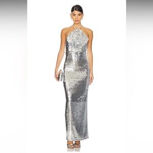 Lovers & Friends Lilian Gown Silver Sz XXS